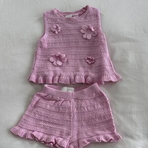 Zara Pink Knit Flower Set for Kids